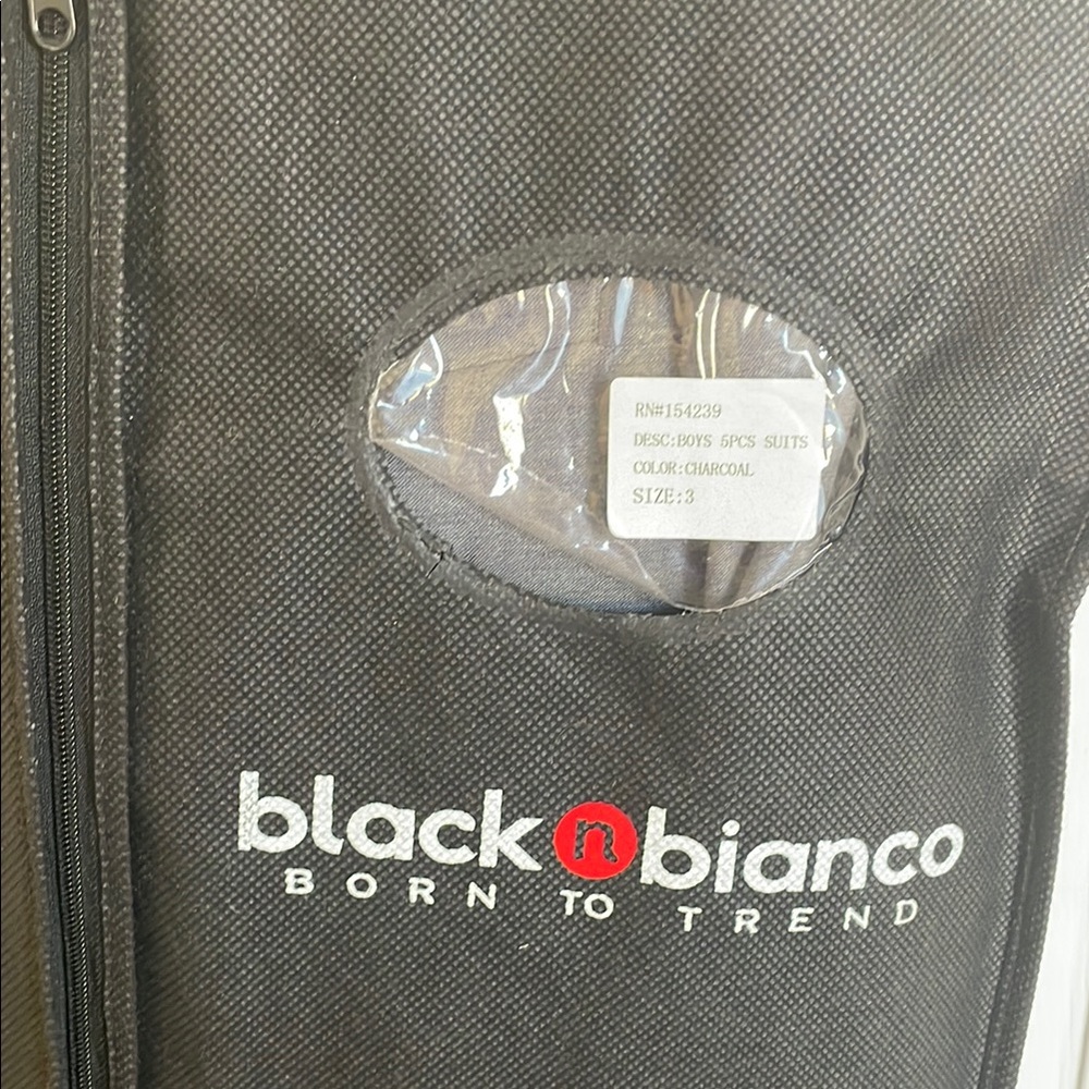 Black n Bianco Boys Suit and garment bag